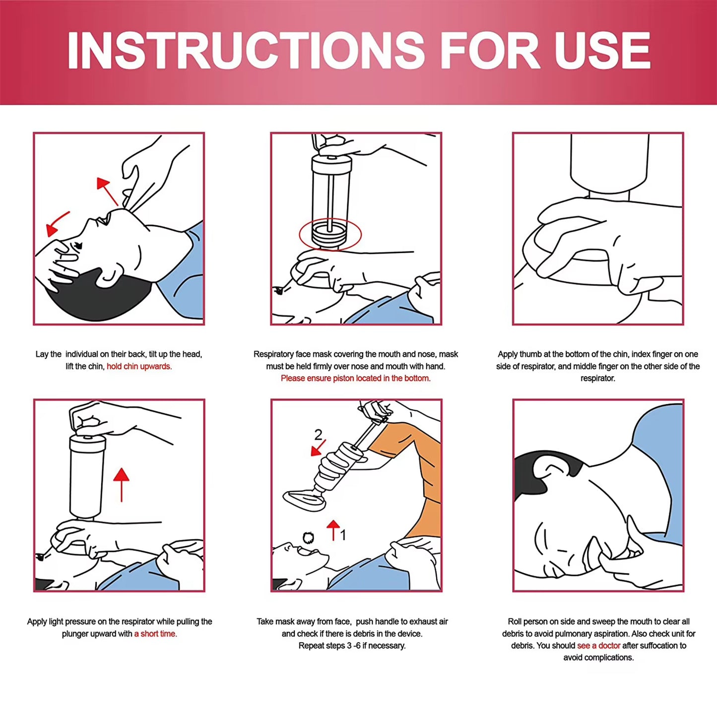 Portable Airway anti Choking Assist Device Choke Emergency Life Saving Suction Vac anti Choke Tool First Aid Kit for Kids Adults